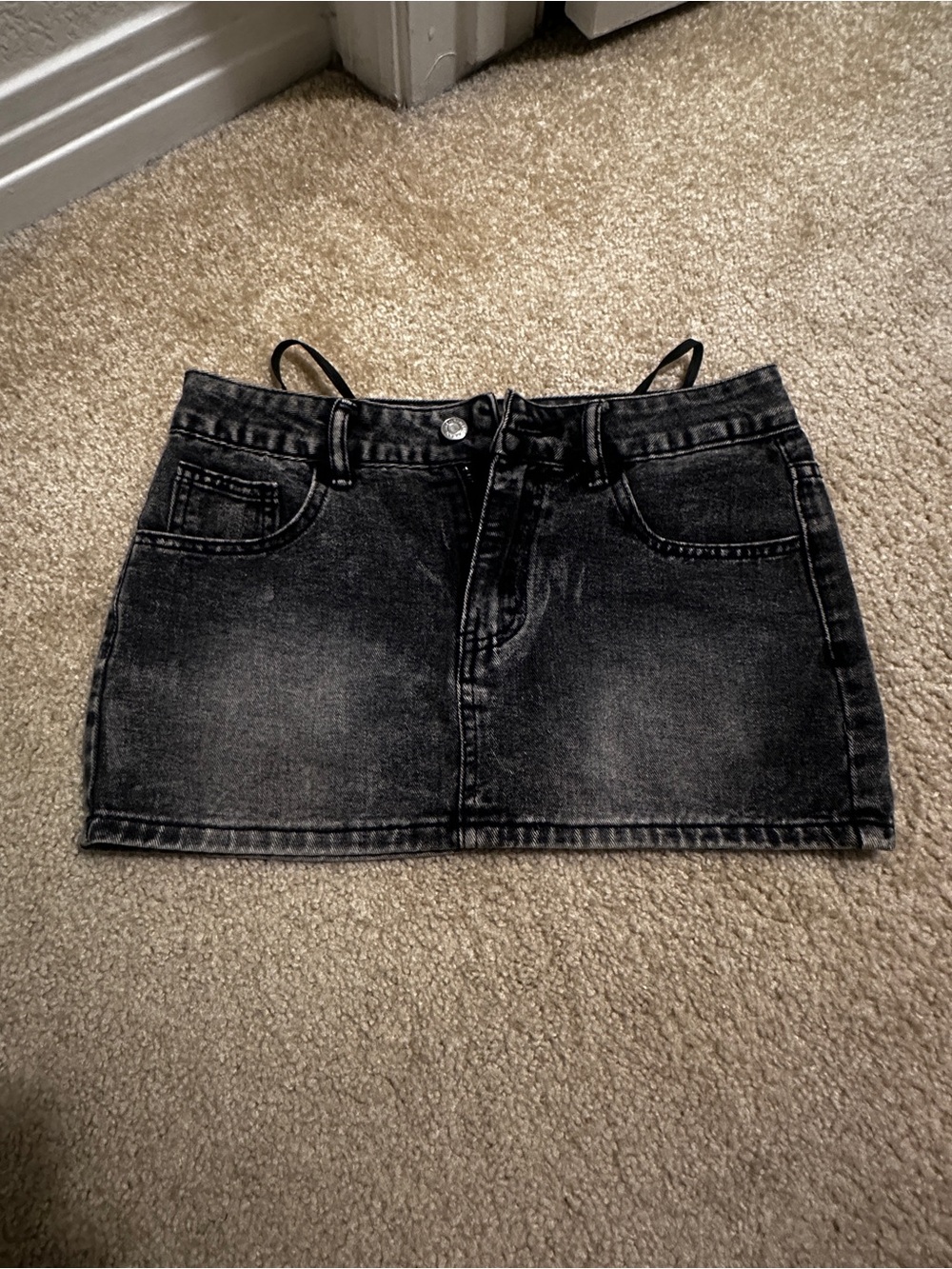 Black Denim Mini Skirt